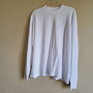 US Standard Apparel USSA Men's White Long Sleeve Tee Classic Crew Neck T-Shirt L